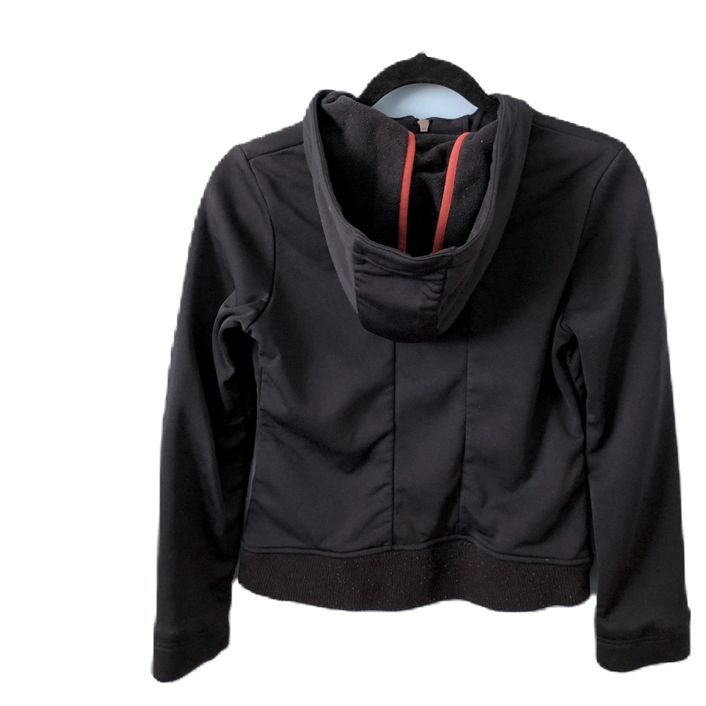 RBK Reebok black fleece hooded jacket orange zippers Size S